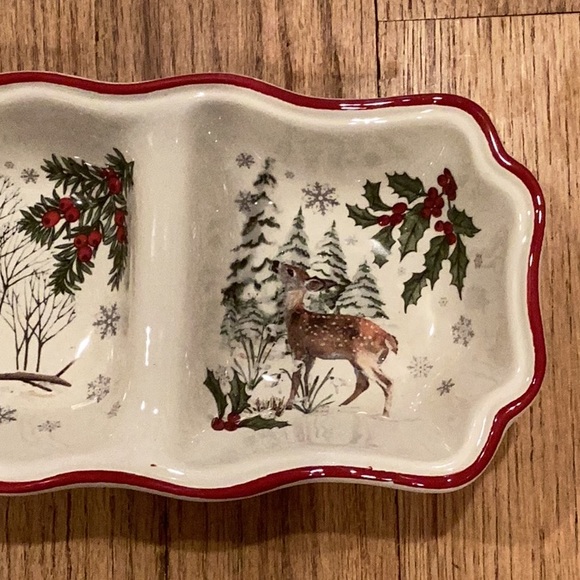 CHRISTMAS dish winter forest 3 section server - Picture 14 of 16
